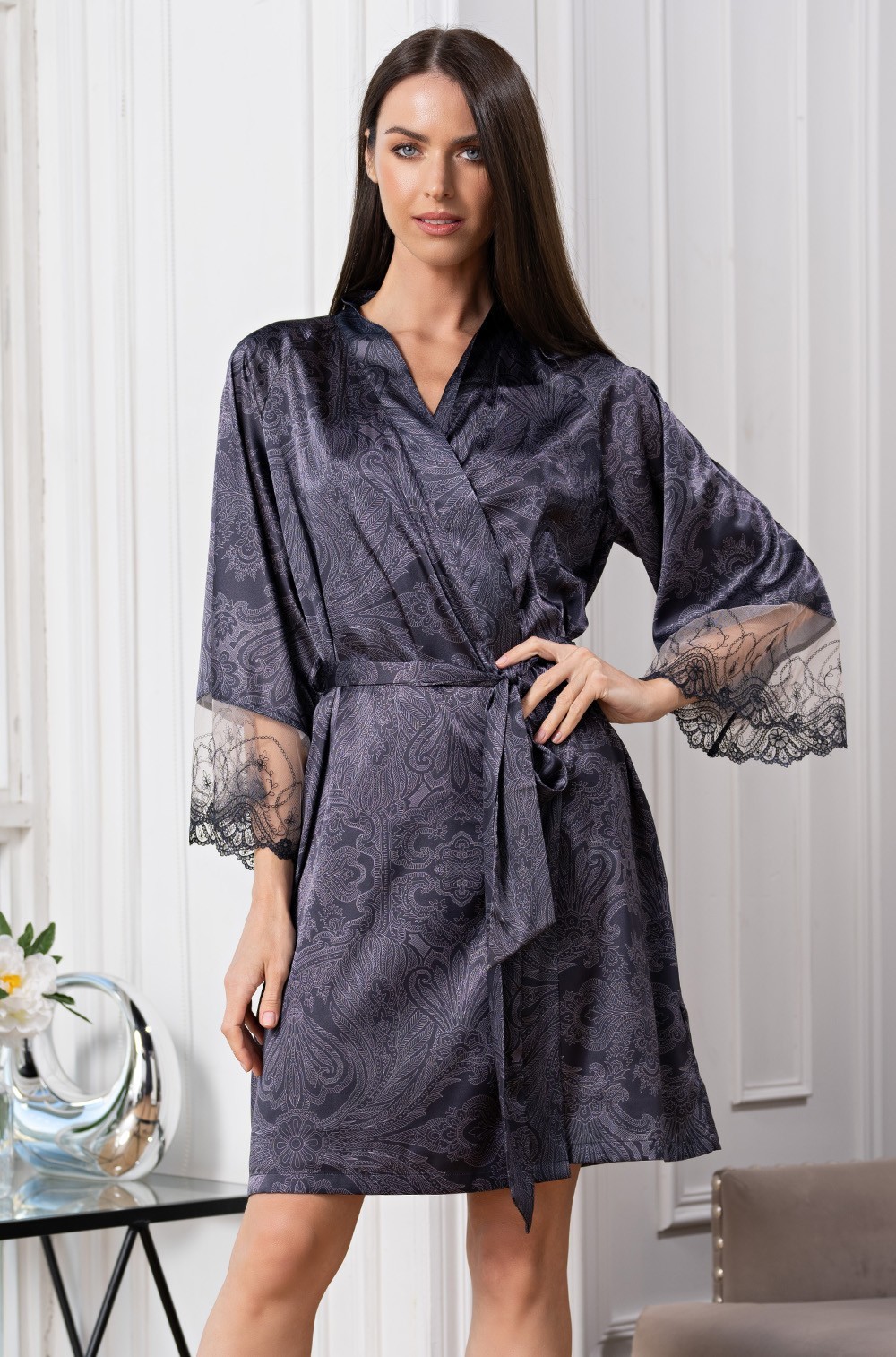 Короткий запашной халат Mia-Amore 4443 "Aletta" 