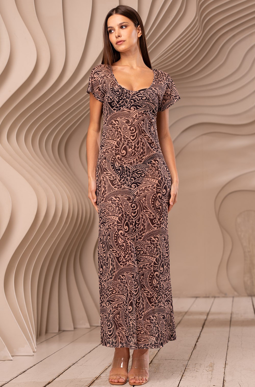 Длинное приталенное платье-туника Mia-Amore 2397 "Beverly"