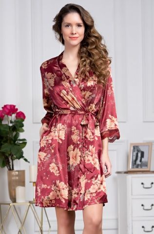 Короткий запашной халат Mia-Amore 3623 "Burgundia"