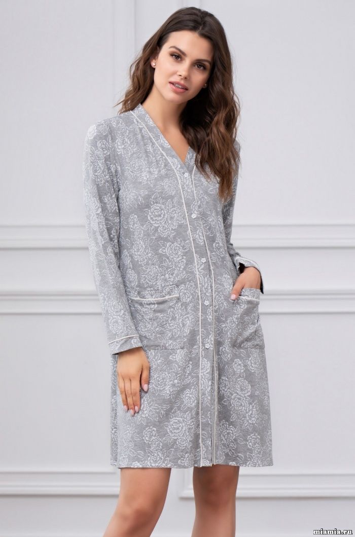 Короткий халат с длинными рукавами Mia-Mella 6733 "Melange"