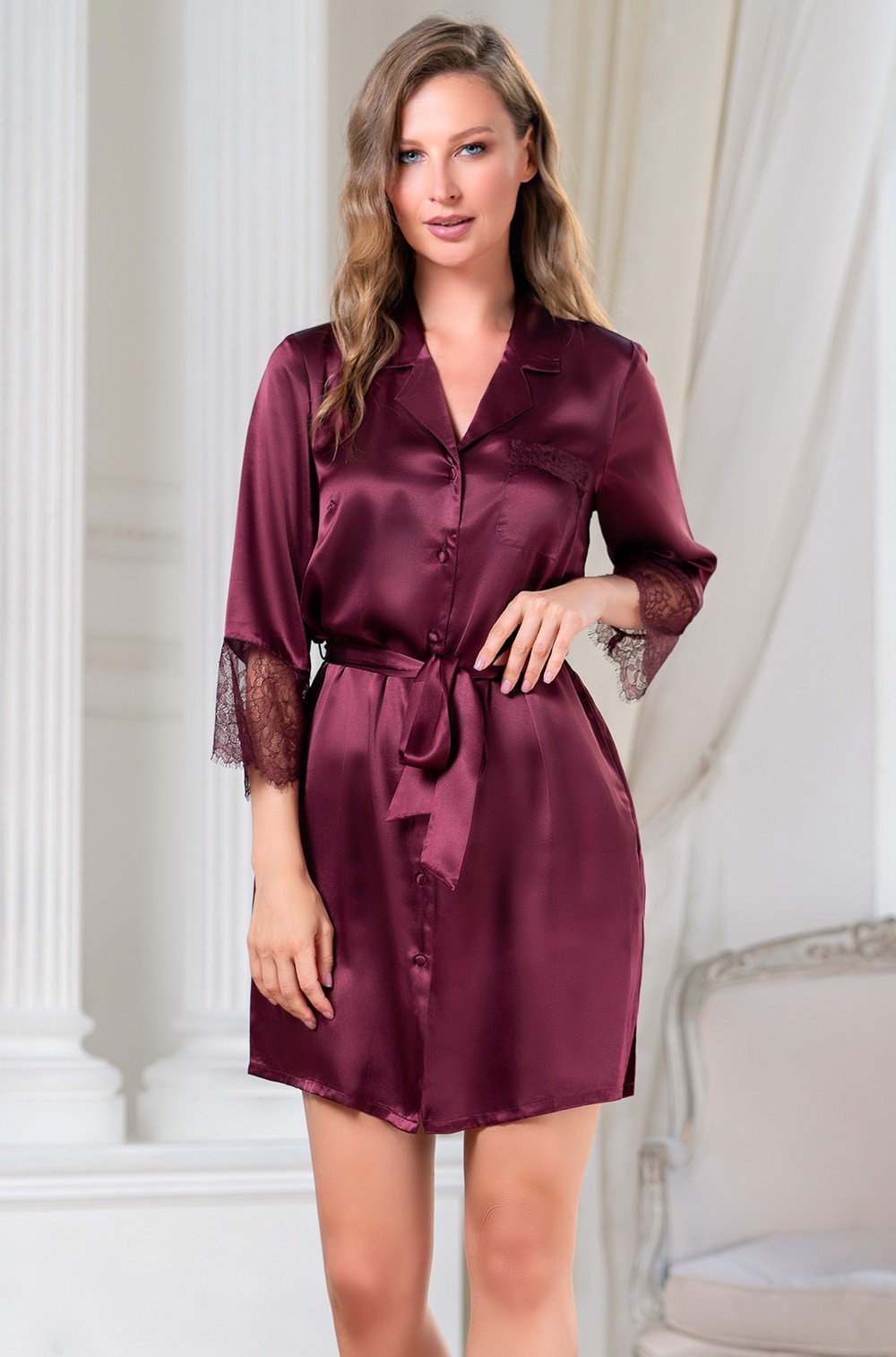 Короткий халат с застежкой на пуговицы Mia-Amore 3807 "Sharon"
