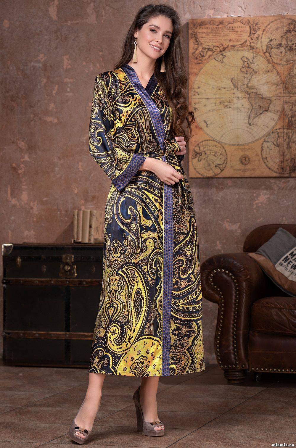 Длинный халат-кимоно Mia-Amore 3499 "Armany Gold"