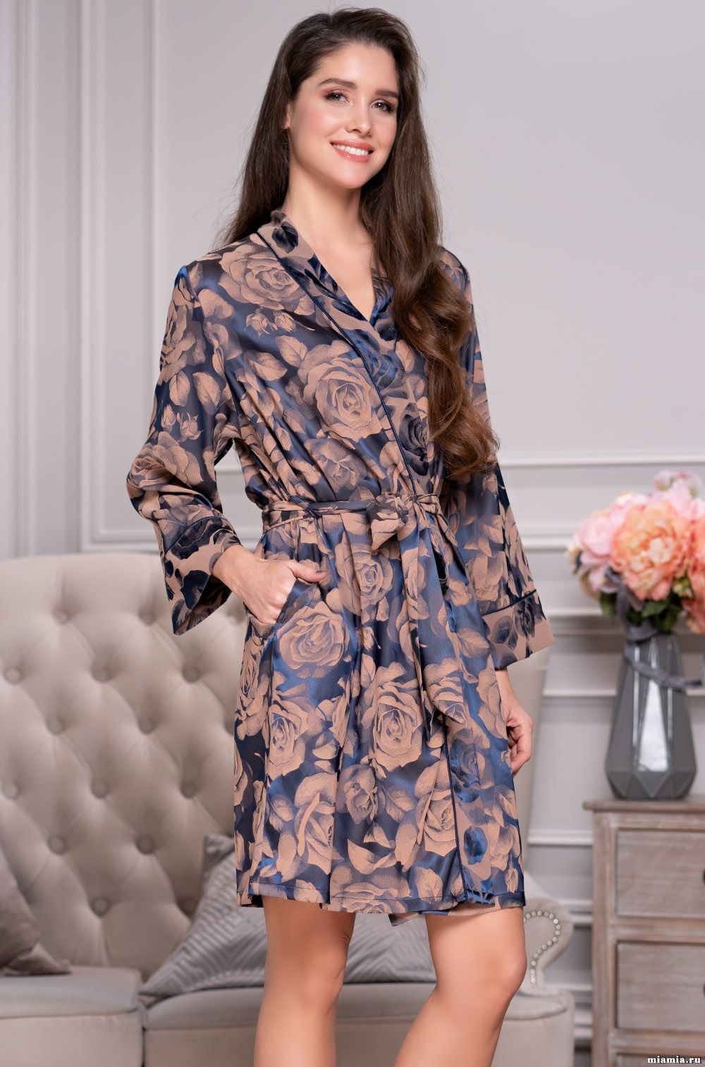 Короткий халат Mia-Amore 8533 "Rosa Regina"