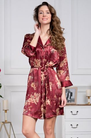 Короткий халат на пуговицах Mia-Amore 3627 "Burgundia"