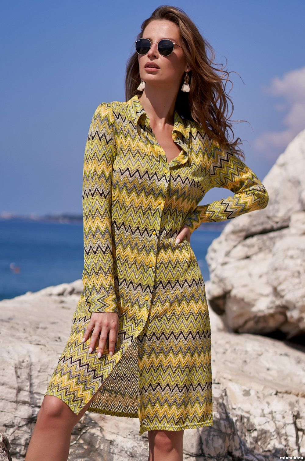 Рубашка на пуговицах с длинным рукавом Mia-Amore 8247 "Missoni"