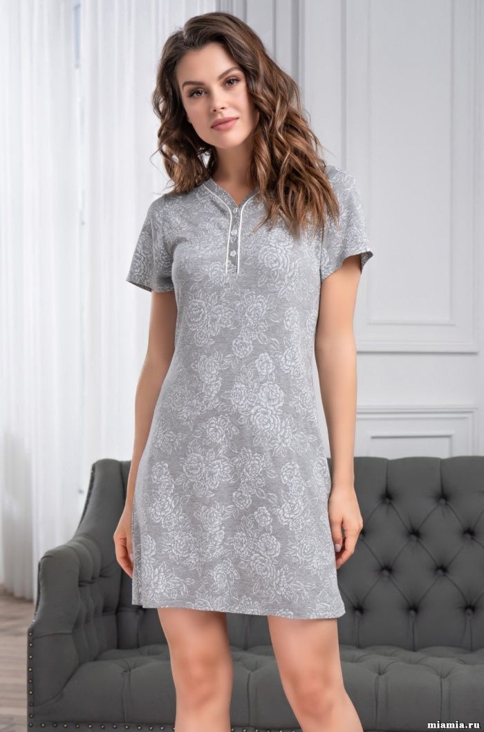 Короткое домашнее платье Mia-Mella 6734 "Melange"