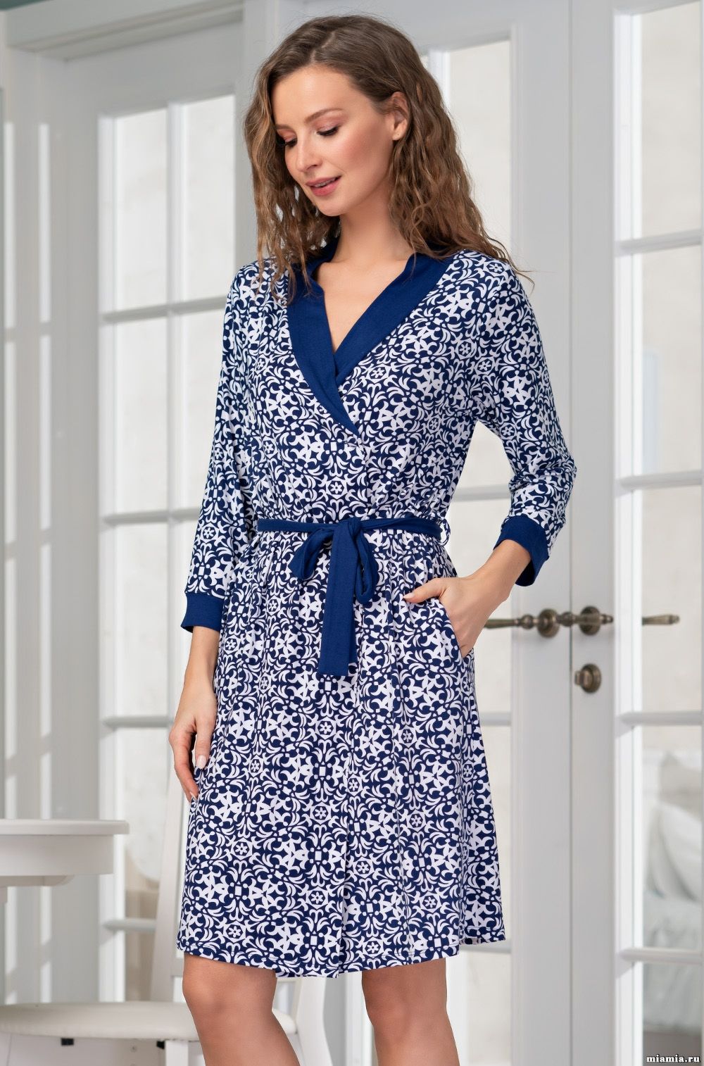 Короткий халат с запахом Mia-Mella 1503 "Snezhana"