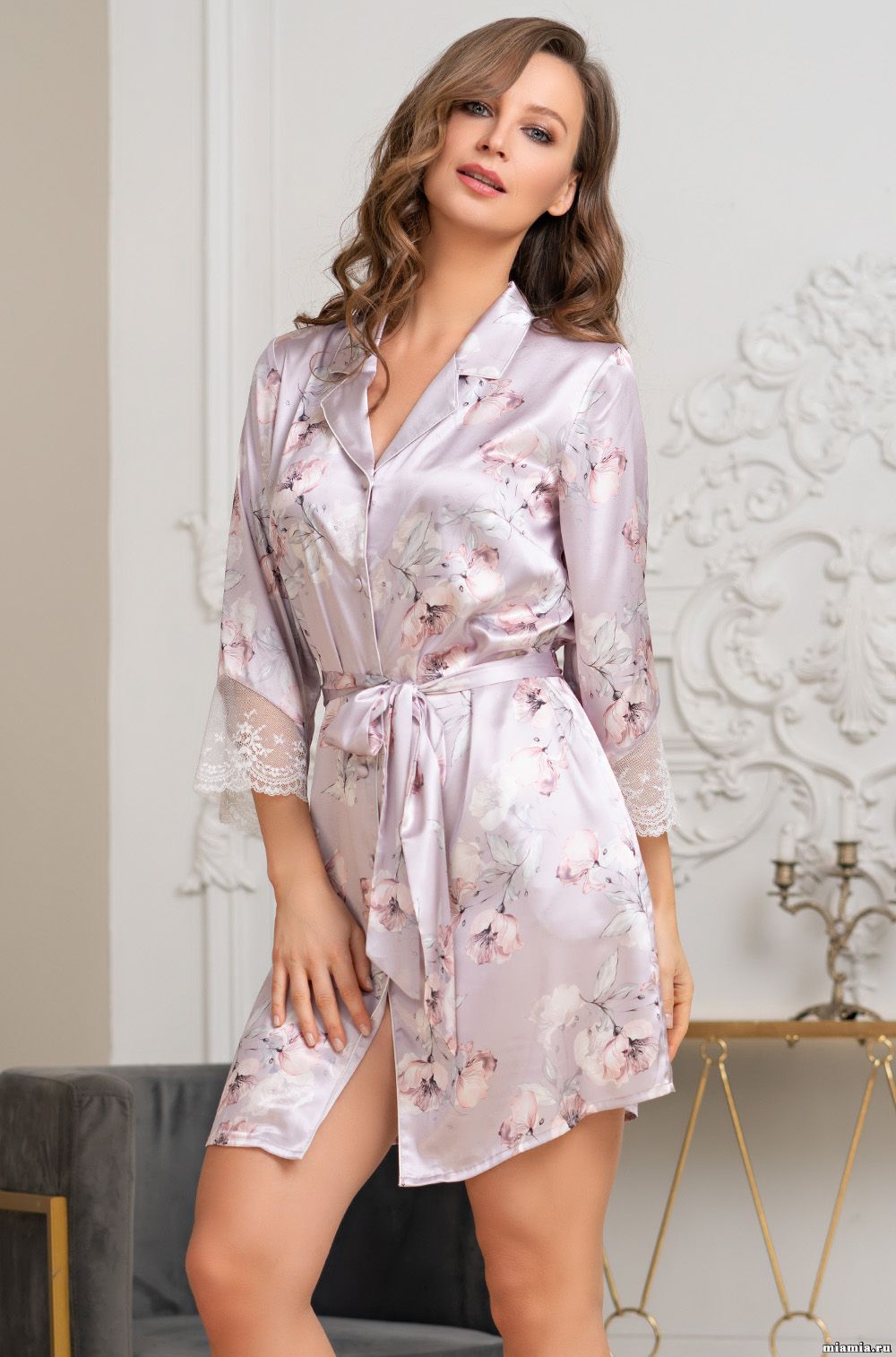 Короткий халат на пуговицах Mia-Amore 3717 "Seline"
